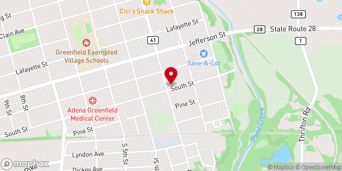 Map showing location of Central Church of Christ