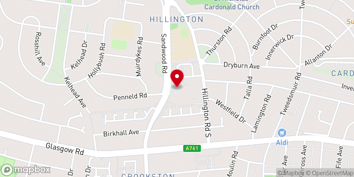Map showing location of Church of Our Lady & St George, Penilee