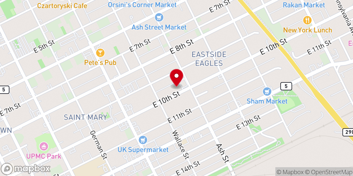 Map showing location of Tenth Street United Methodist