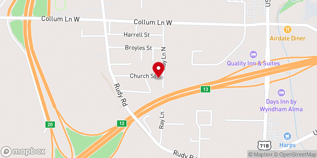 Map showing location of Gods Harvest Pentecostal