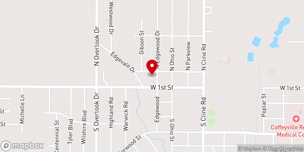 Map showing location of Coffeyville First Nazarene Church