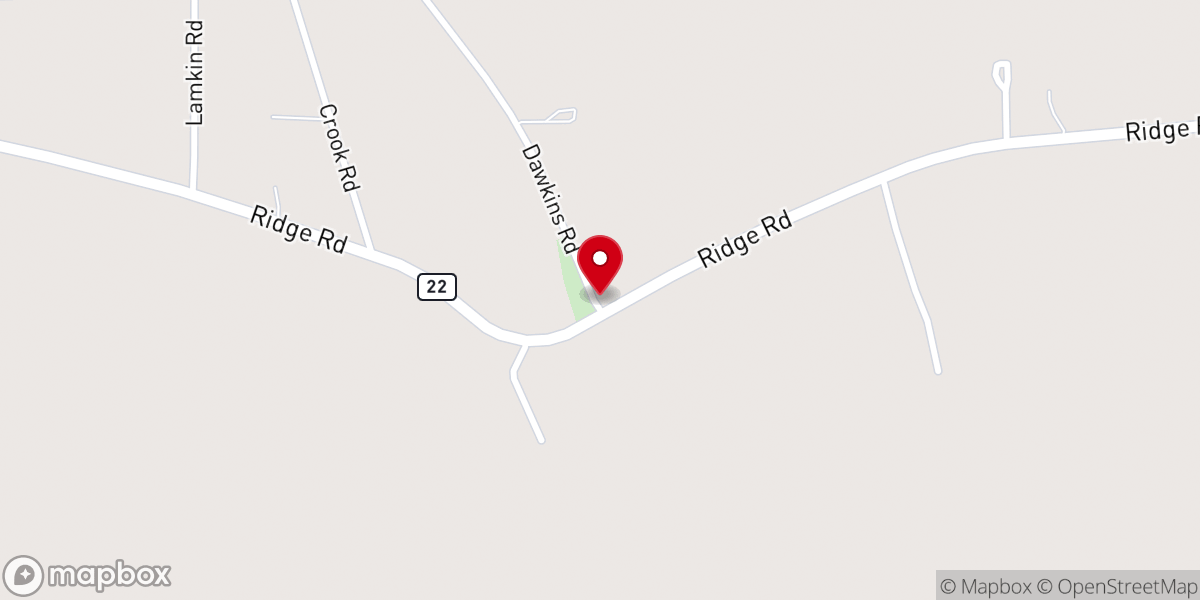 Map showing location of May Creek United Methodist Church