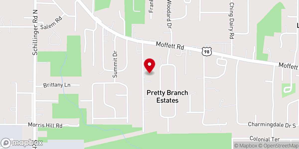Map showing location of Crawford Baptist Church
