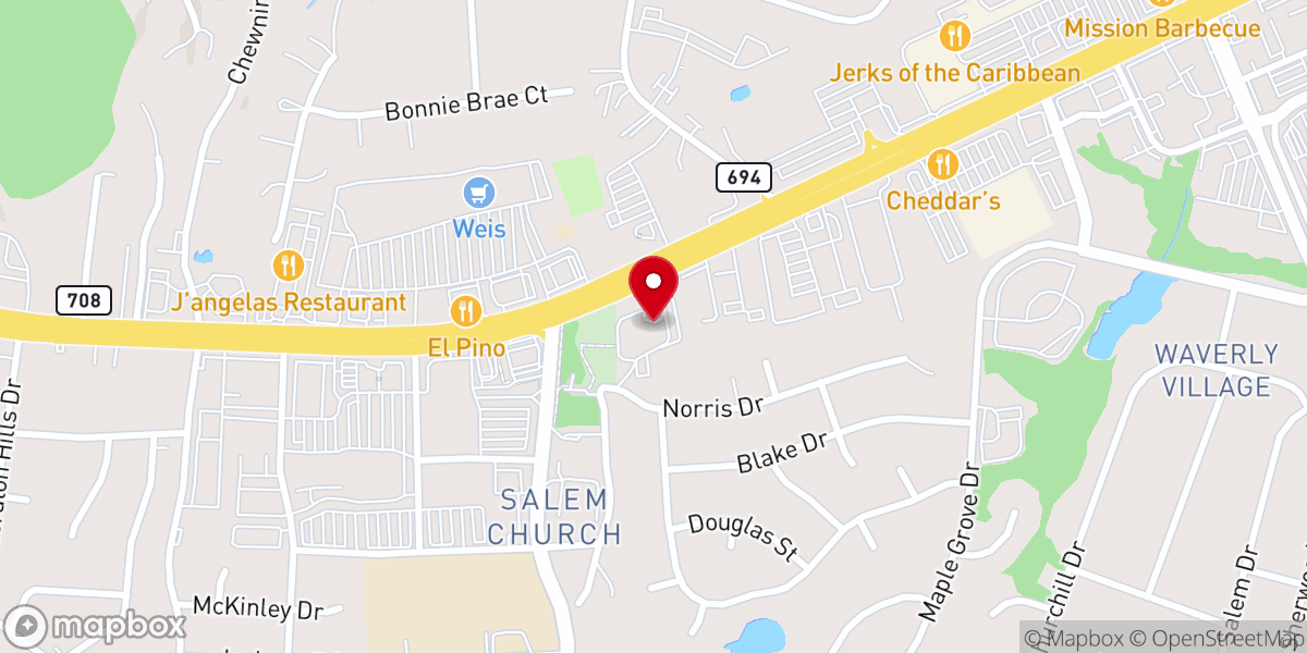 Map showing location of Salem Baptist Church