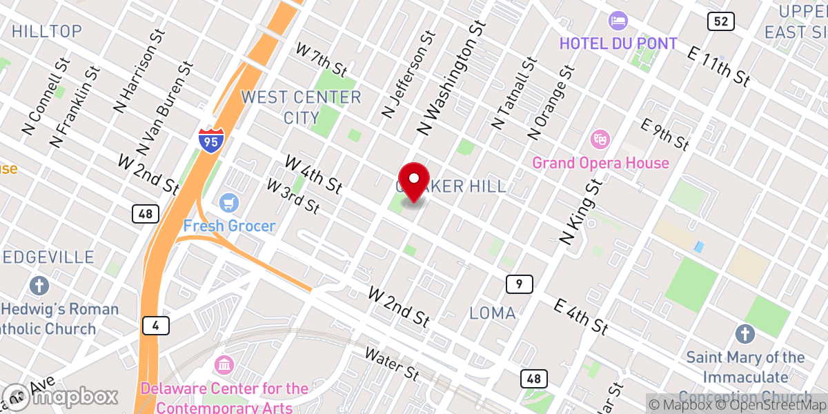 Map showing location of Wilmington Friends Meeting