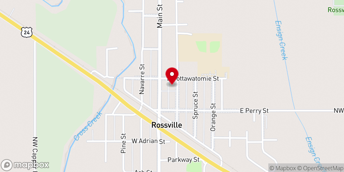 Map showing location of Rossvile United Methodist church - Food Distribution Center