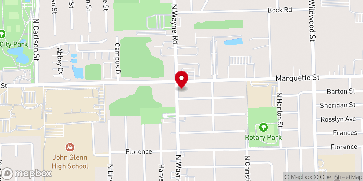 Map showing location of Westland Christian Union Church