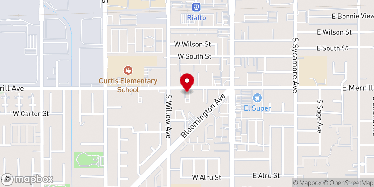 Map showing location of Rialto Church of Christ