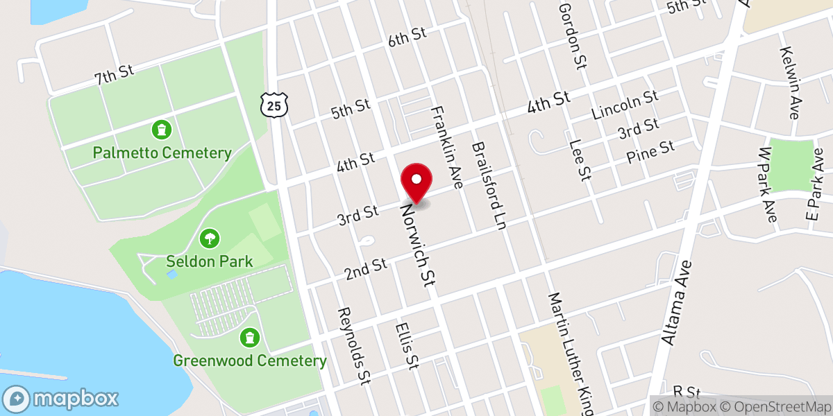 Map showing location of New Glory Christian Center