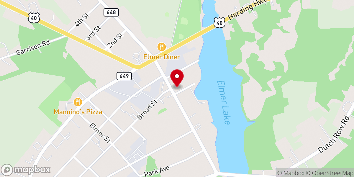 Map showing location of Elmer United Methodist church