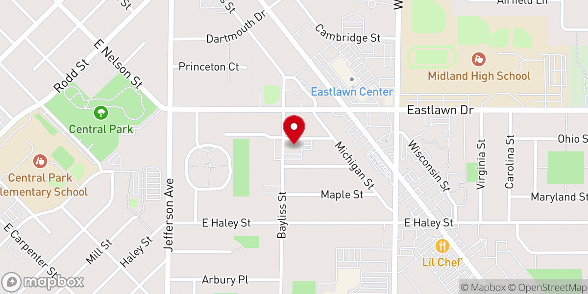 Map showing location of Emmanuel Baptist Church