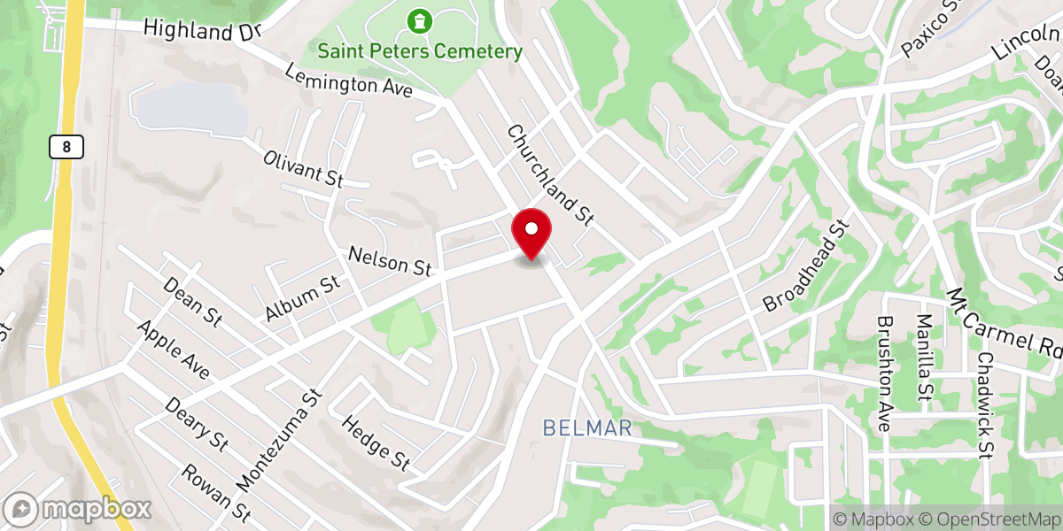 Map showing location of Faith Evangelical Church