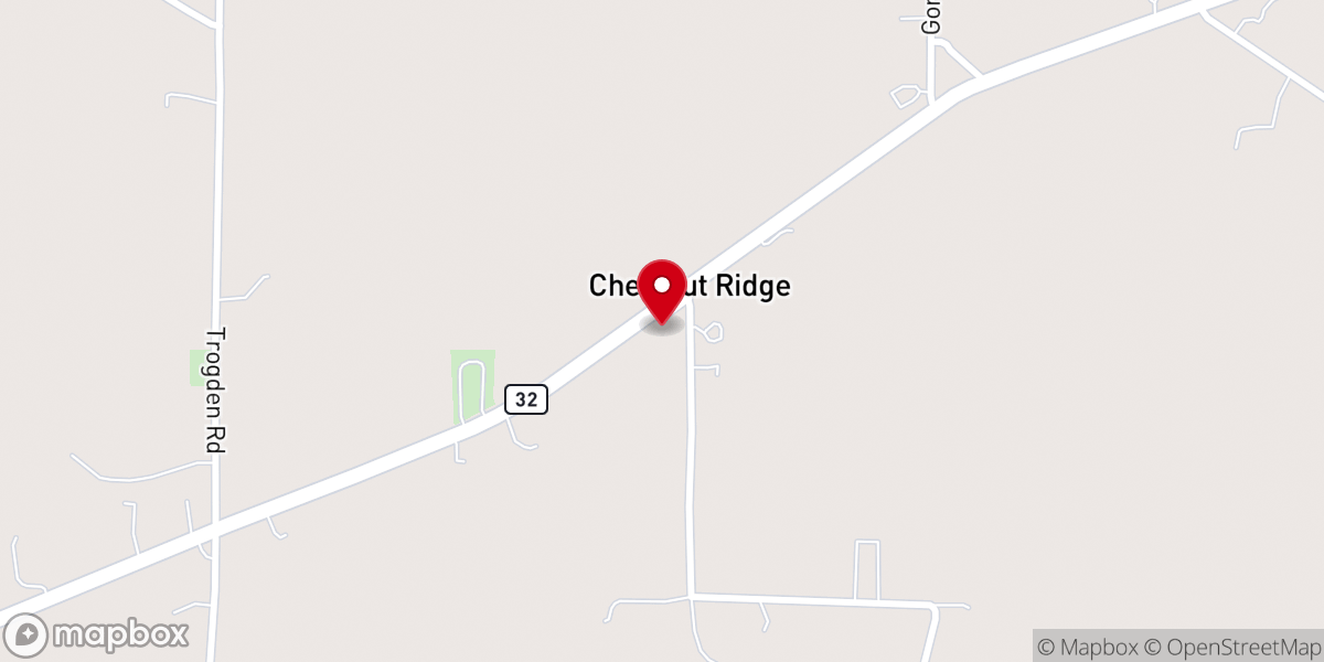 Map showing location of Chestnut Ridge Baptist Church