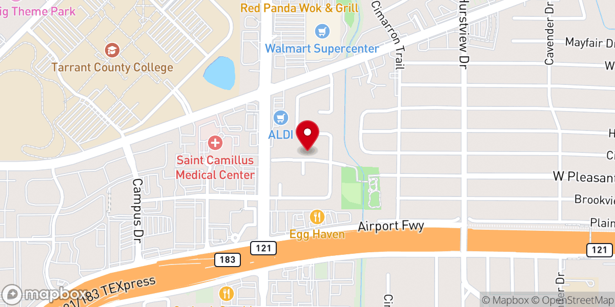 Map showing location of Hurst First Baptist Church