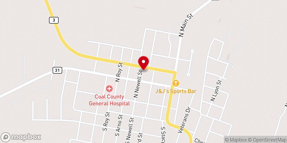 Map showing location of Coalgate United Methodist Church