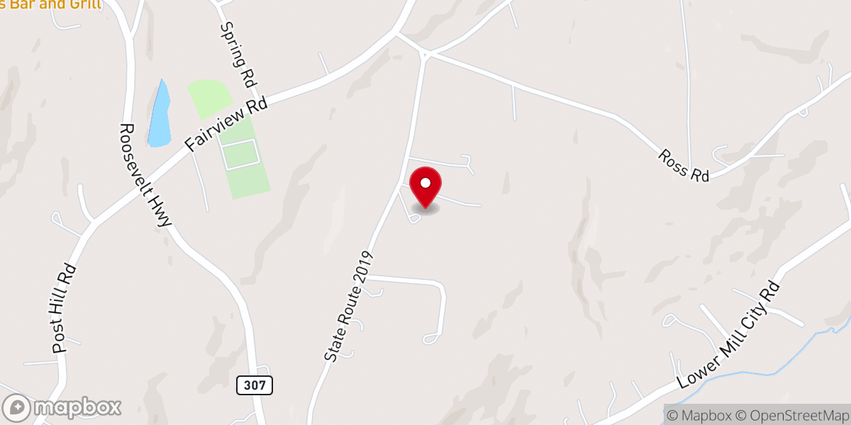Map showing location of Lake Winola Church