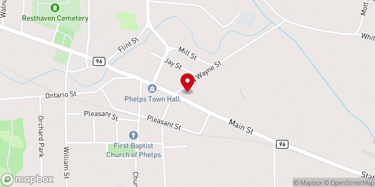 Map showing location of United Church of Phelps