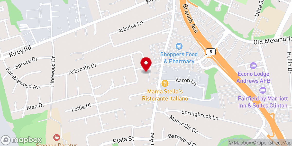Map showing location of Hope Lutheran Church
