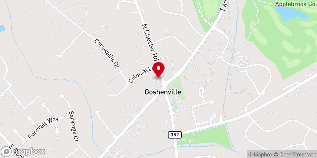 Map showing location of East Goshen Bible Church