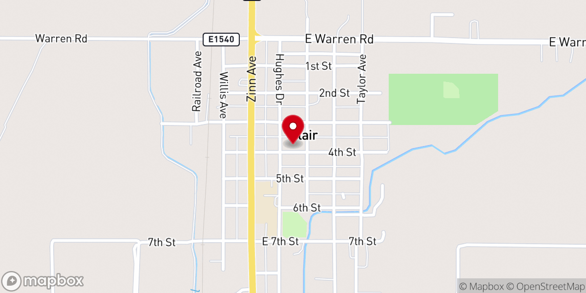 Map showing location of Blair First Baptist Church