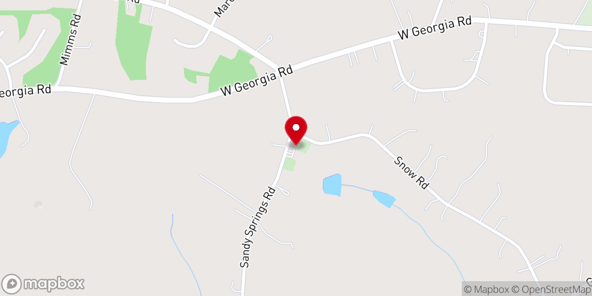 Map showing location of Sandy Springs Baptist Church