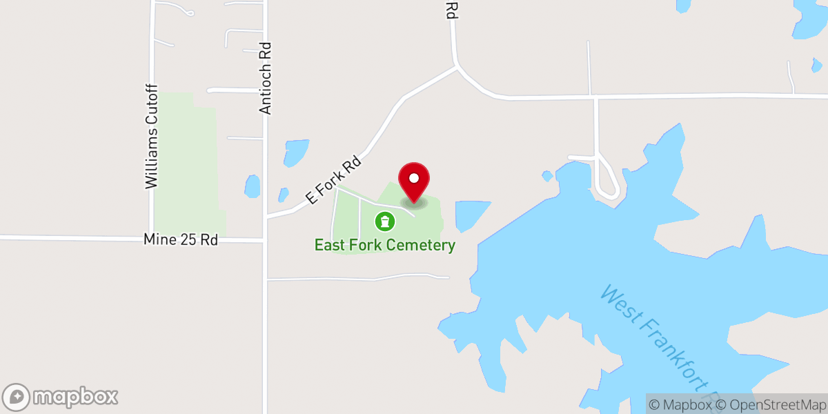 Map showing location of East Fork Church