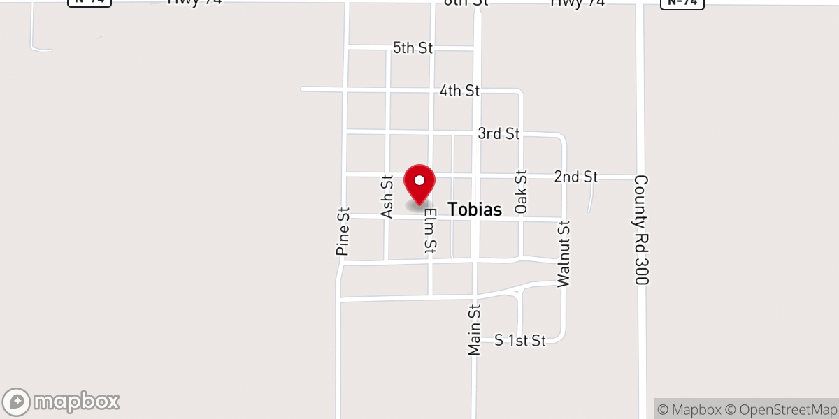 Map showing location of Tobias Community Church