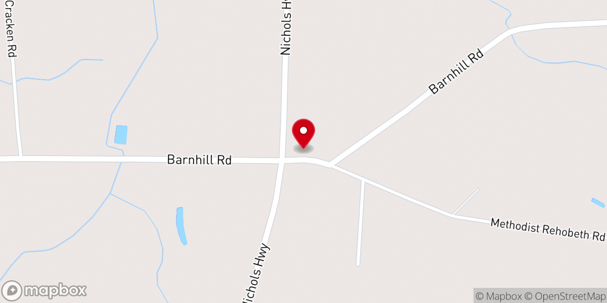 Map showing location of Rehoboth Church