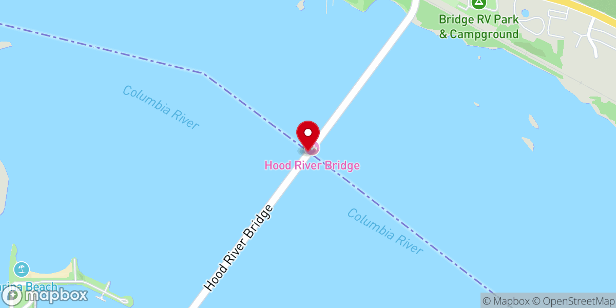 Map showing location of Hood River-White Salmon Interstate Bridge