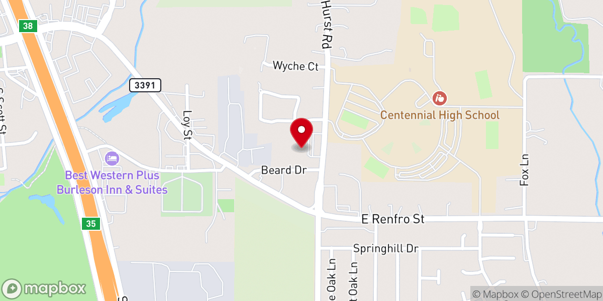 Map showing location of Burleson Bible Church