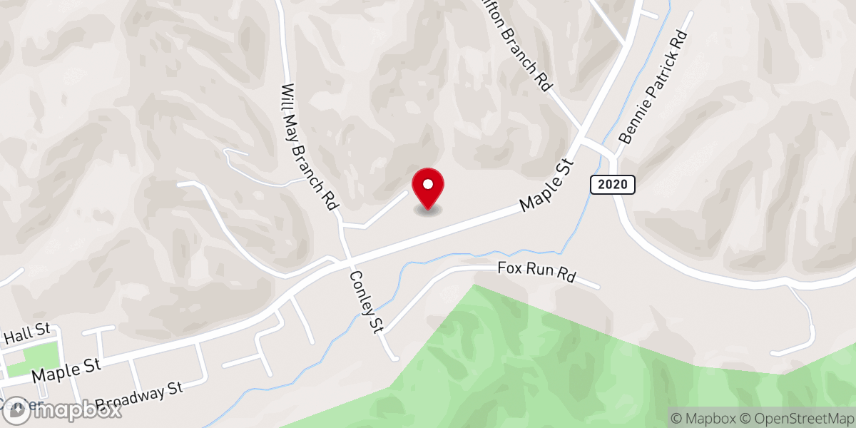 Map showing location of Salyersville Freewill Baptist Church
