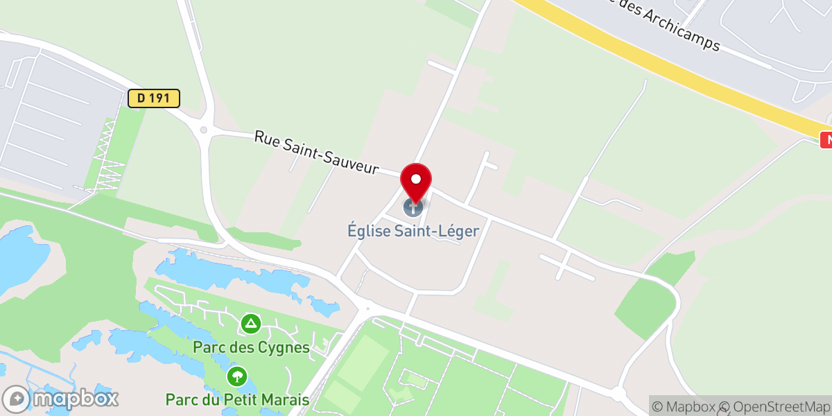 Map showing location of Église Saint-Léger d'Amiens