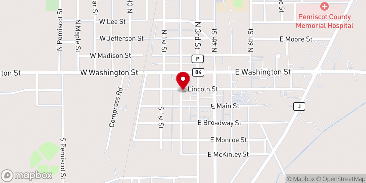 Map showing location of First Baptist Church