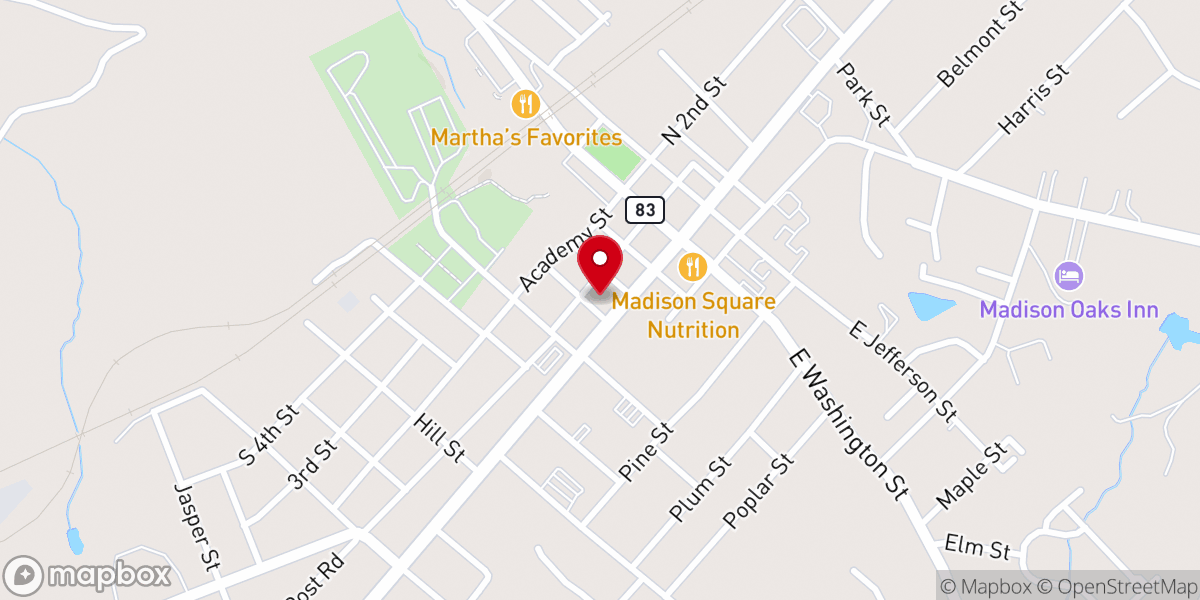 Map showing location of Cornerstone Christian Center