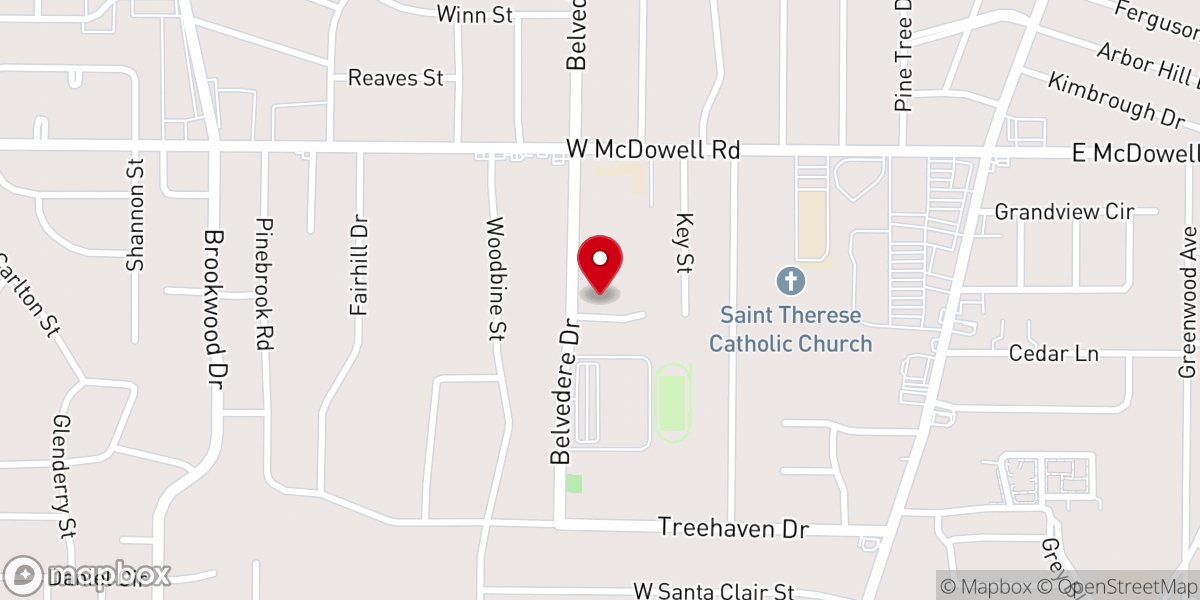 Map showing location of Belvedere Church of Christ