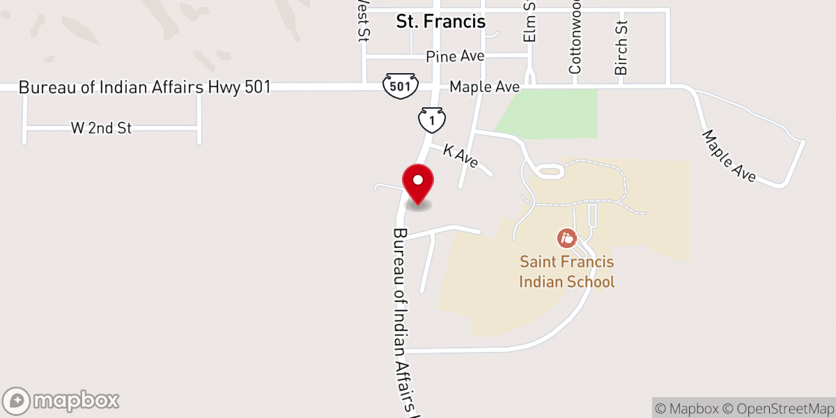 Map showing location of St Francis Mission