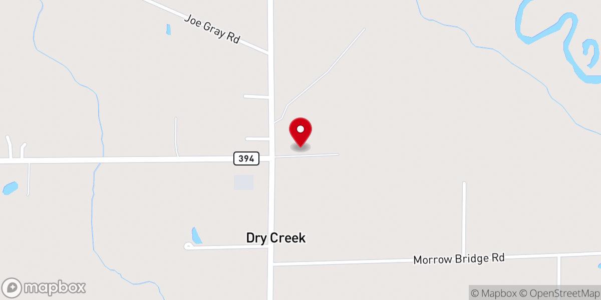 Map showing location of Dry Creek Baptist Assembly