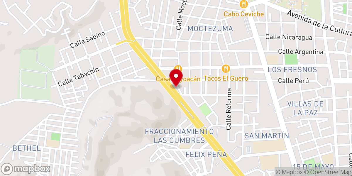 Map showing location of Templo Belen Iglesia cristiana interdenominacional A. R.