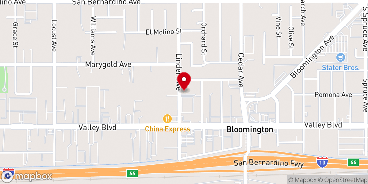 Map showing location of Bloomington Pentecostal Church of God