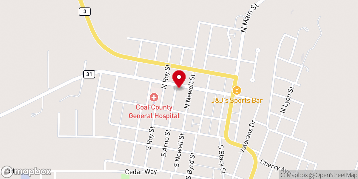Map showing location of Coalgate Church of Christ