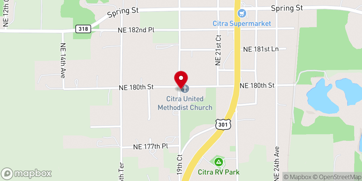 Map showing location of First United Methodist Church of Citra