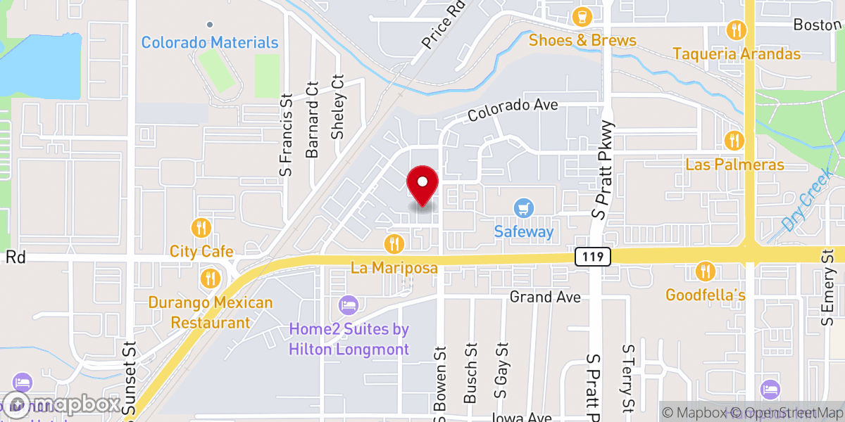 Map showing location of Longmont Christian Church