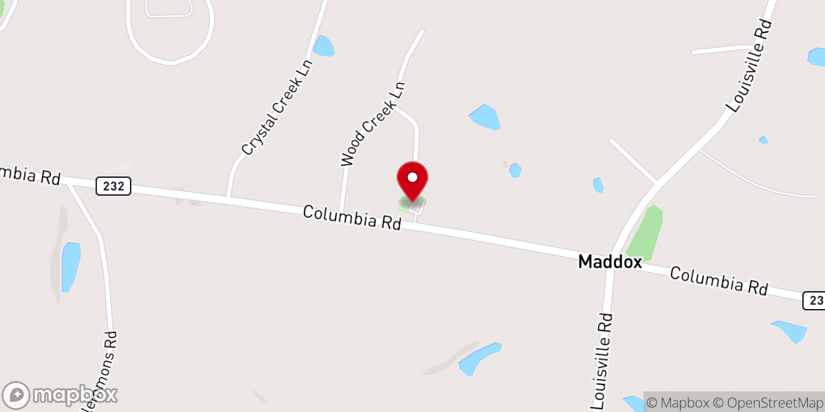 Map showing location of Olive Grove Baptist Church