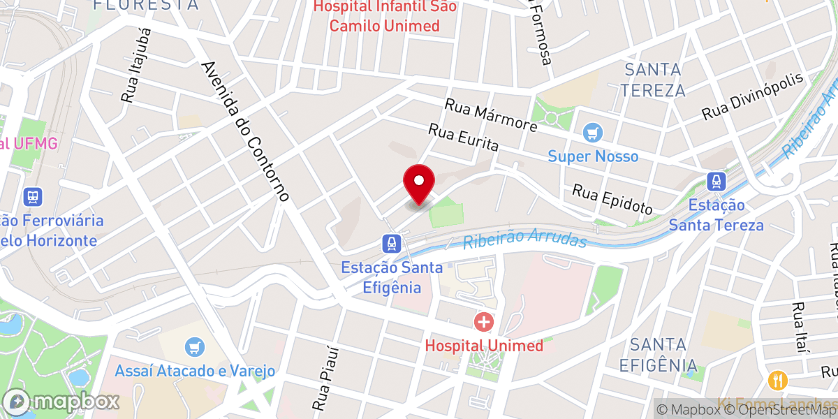Map showing location of Igreja Assembleia de Deus - AD Santa Tereza - Regional Parque Jardim - Belo Horizonte