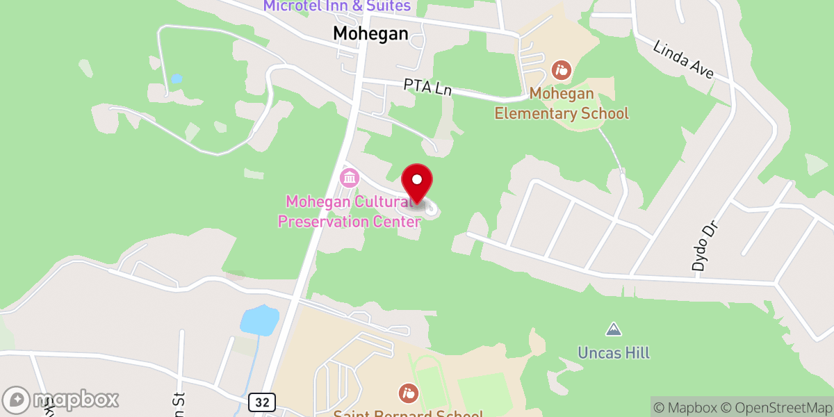 Map showing location of Mohegan Congregational Church