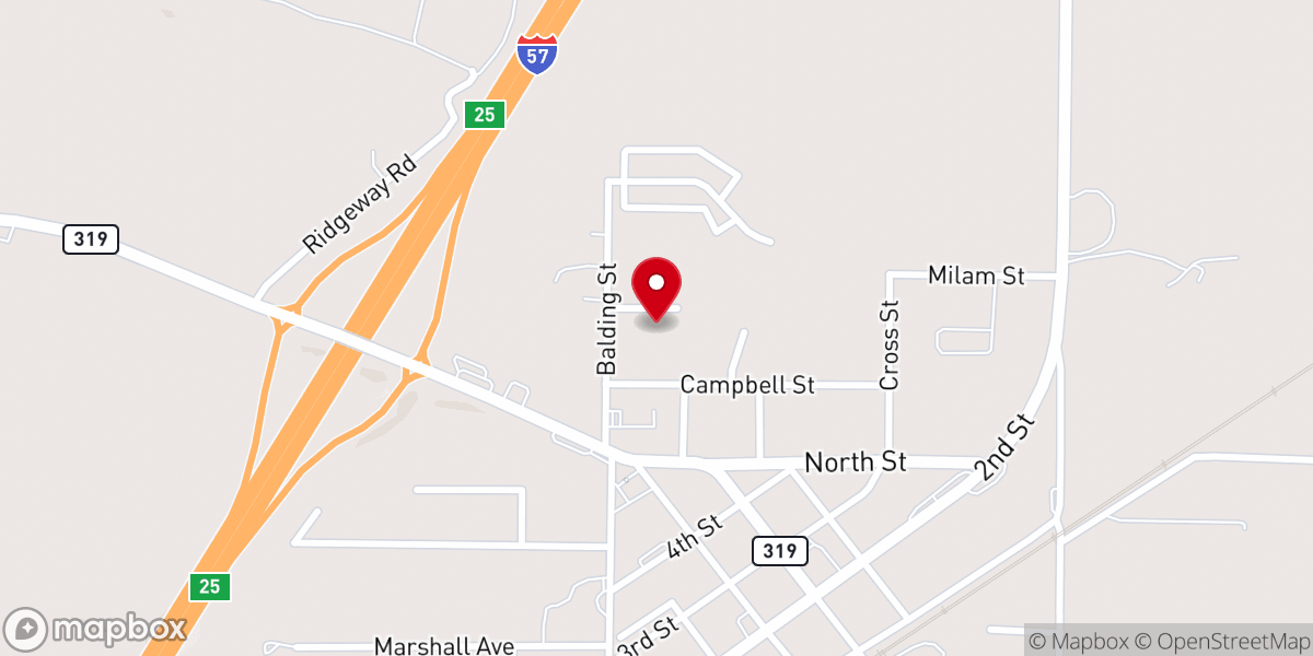 Map showing location of Charity Baptist Church