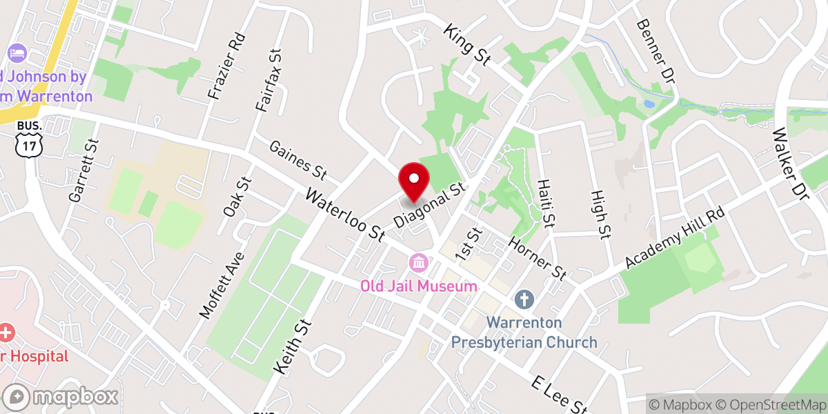 Map showing location of Warrenton Bible Fellowship