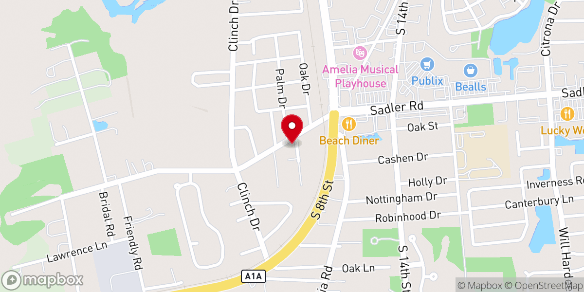 Map showing location of Five Points Baptist Church