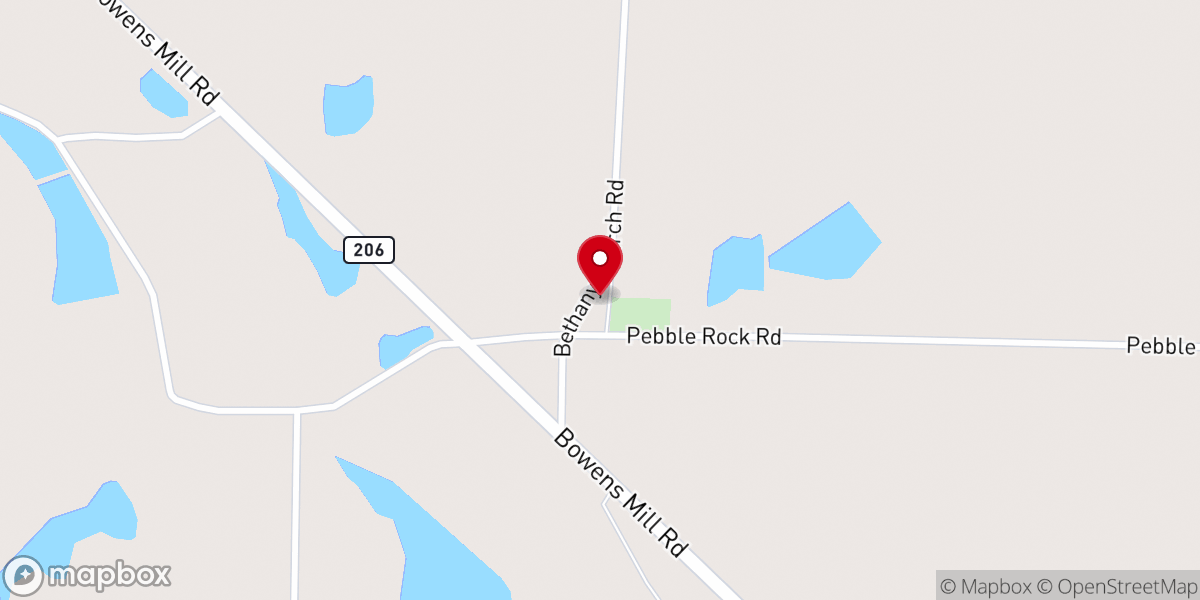 Map showing location of Bethany Holiness Baptist Church