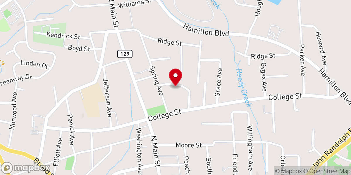 Map showing location of Five Fork Baptist Church